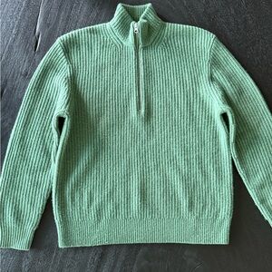 Everlane Men’s 100% Wool Ribbed Quarter-Zip Sweater Sage Green M